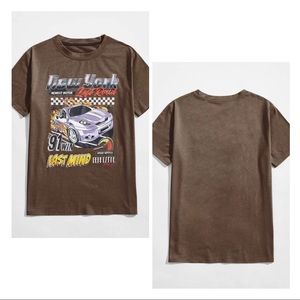 ROMWE Guys Car & Letter Graphic Tee